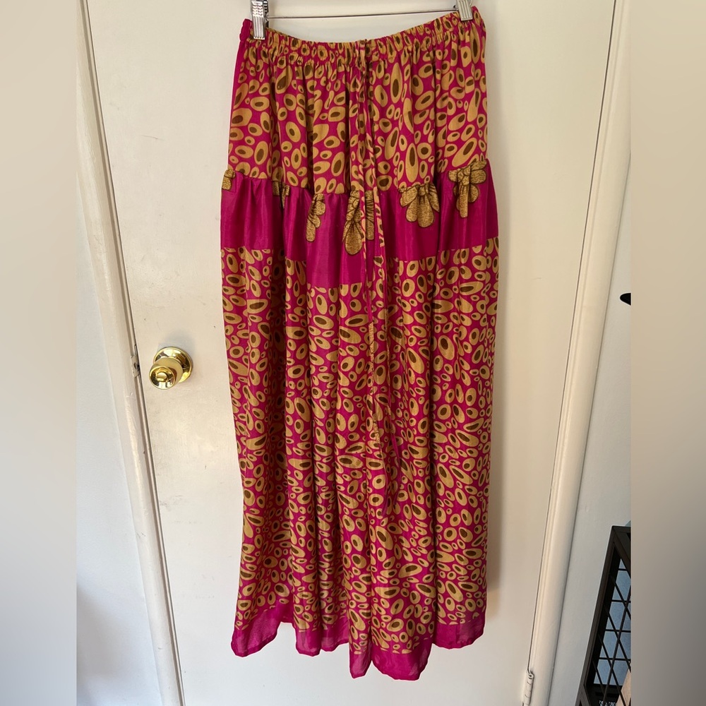SILK LOTUS WIDE LEG PANTS